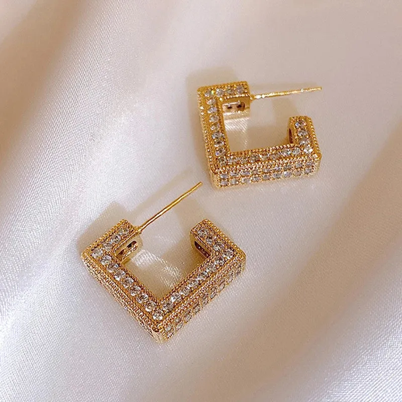 VAIGE Classic Geometric Square Dangle Earrings with Anti-Allergy Zircon Setting - Copper Alloy Fashion Jewelry for Parties