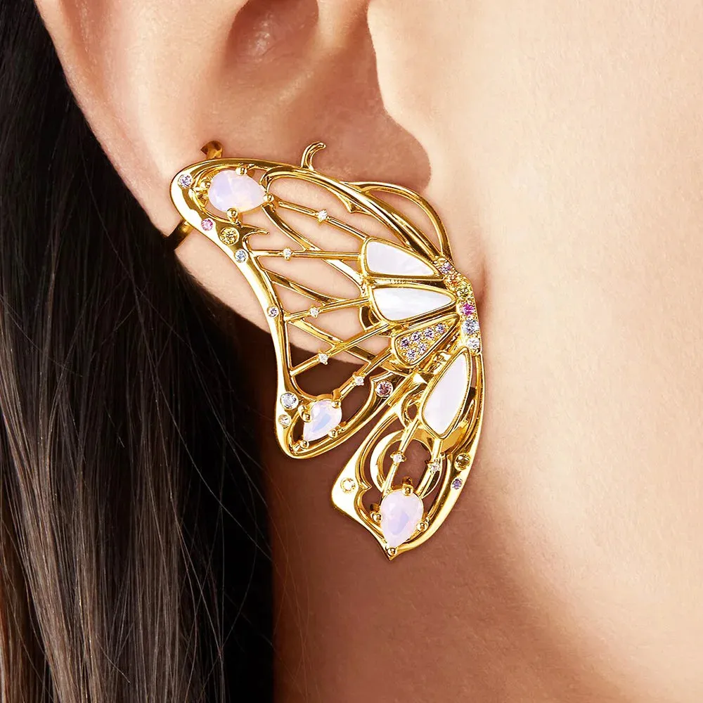 VAIGE Sparkling Gold Butterfly Ear Cuffs in 925 Sterling Silver