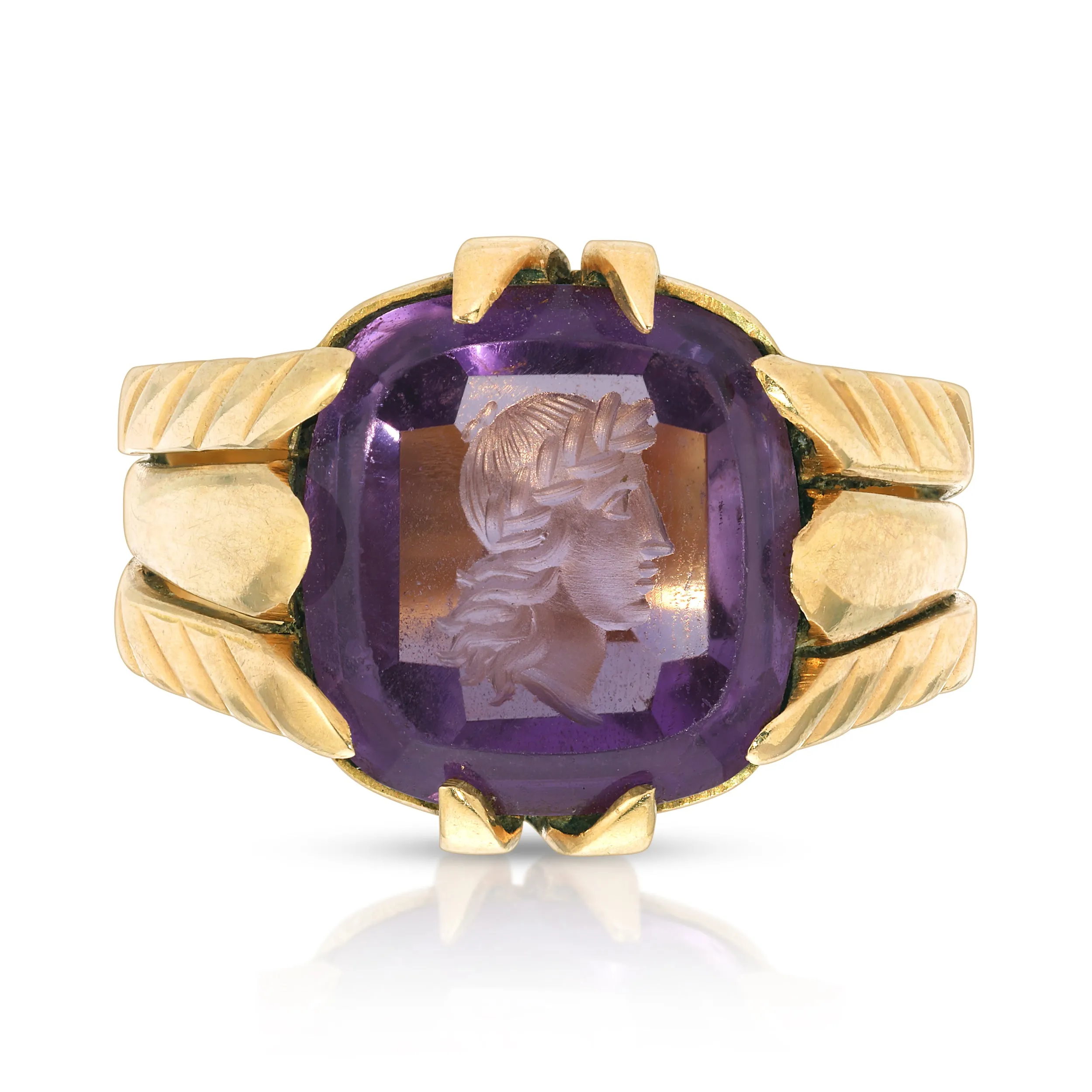 Victorian Amethyst Intaglio Portrait Ring