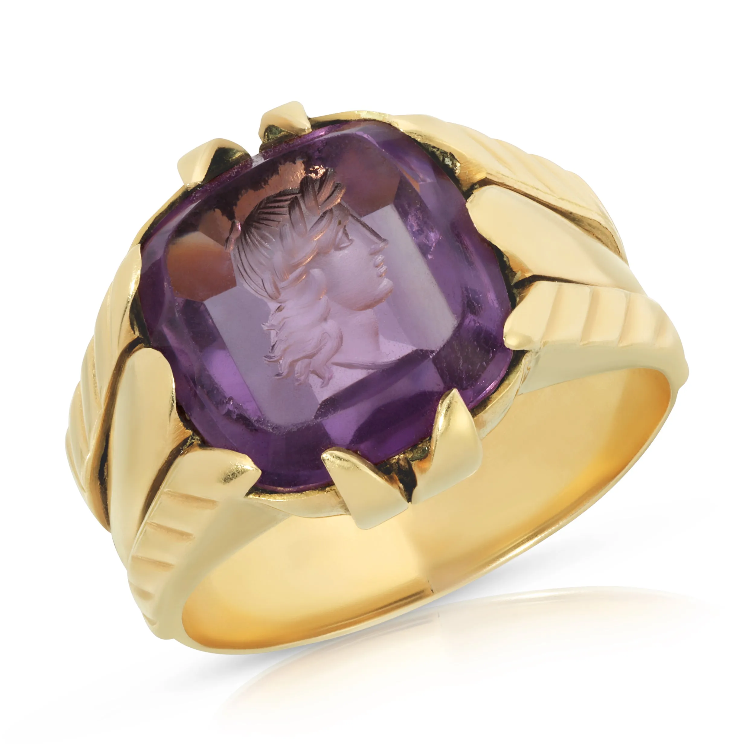 Victorian Amethyst Intaglio Portrait Ring