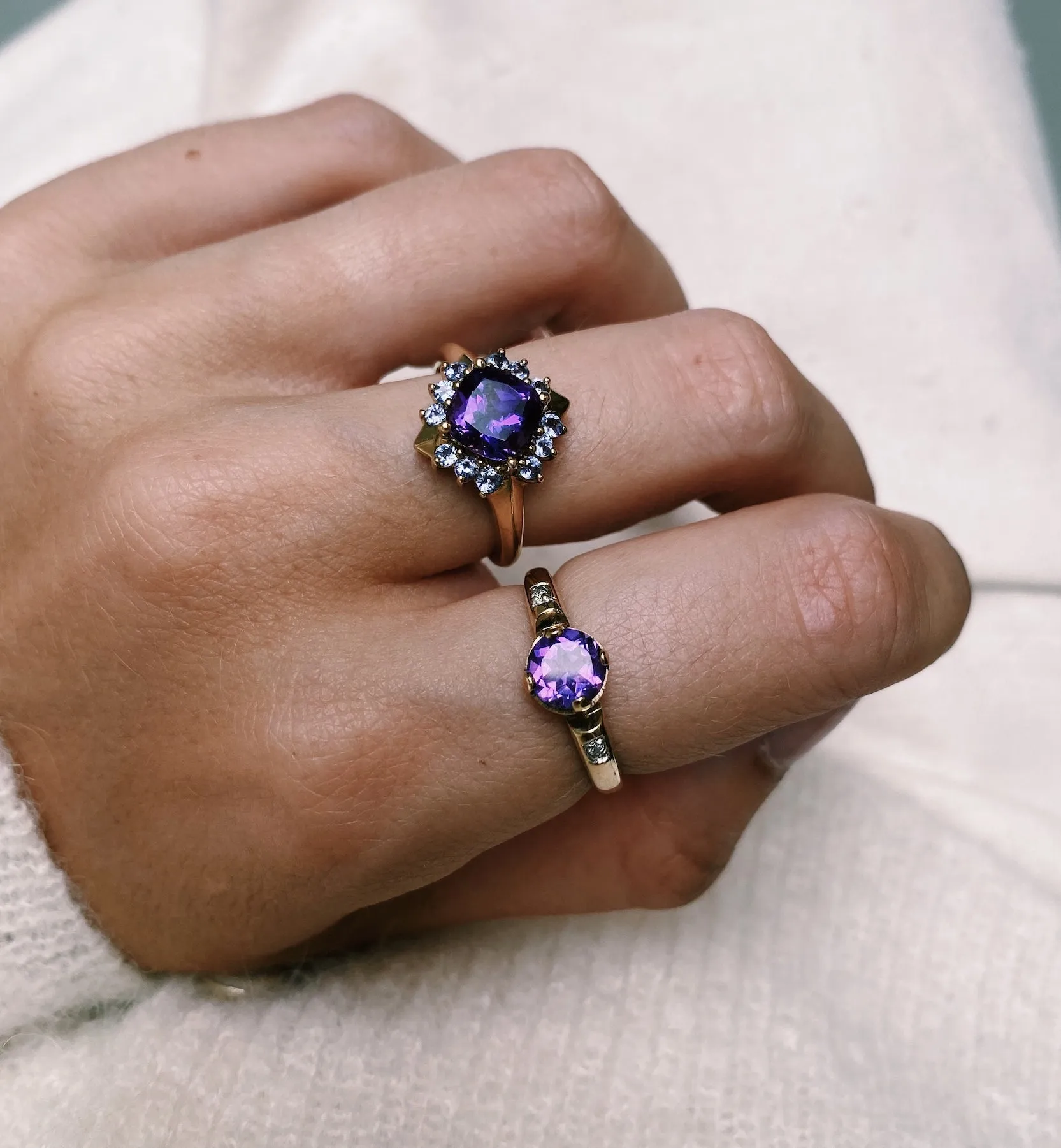 Vintage Amethyst and Tanzanite Grape Ring