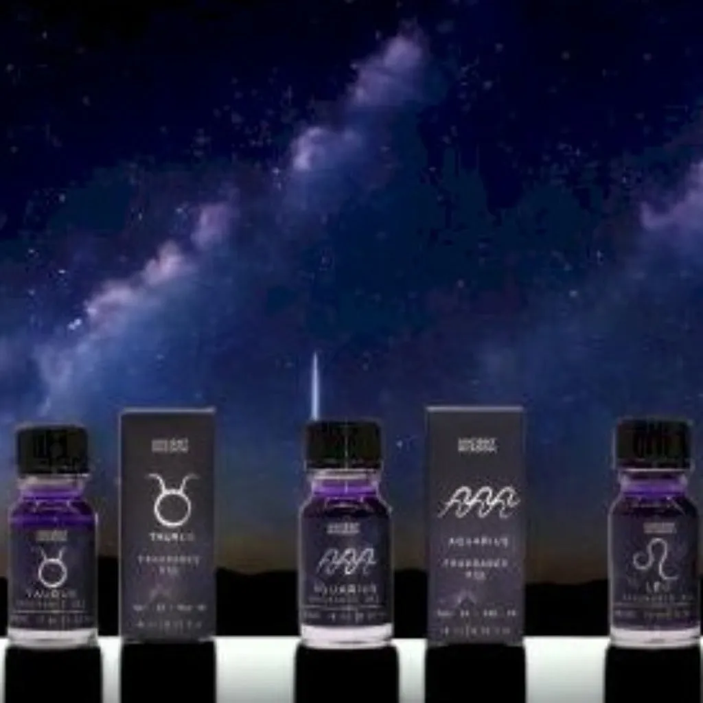 Zodiac Fragrance Oils with Bio Glitter and Gemstones Made in the UK