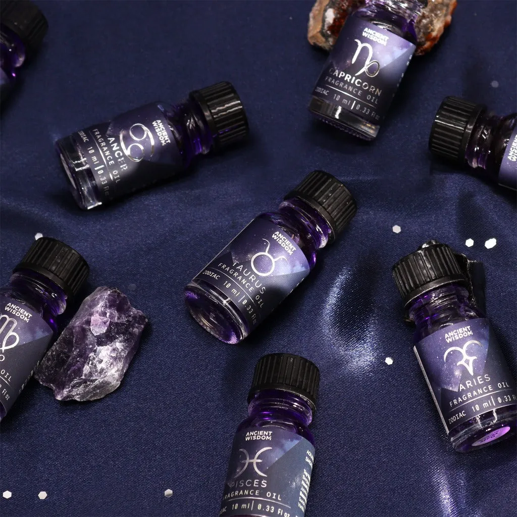 Zodiac Fragrance Oils with Bio Glitter and Gemstones Made in the UK